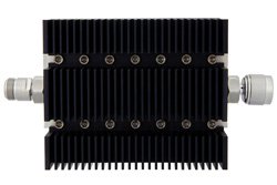 30 dB Fixed Attenuator, N Female To N Male Directional Black Anodized Aluminum Heatsink Body Rated To 100 Watts Up To 6 GHz