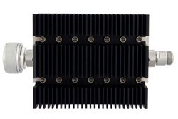10 dB Fixed Attenuator, 7/16 DIN Male To N Female Directional Black Anodized Aluminum Heatsink Body Rated To 100 Watts Up To 6 GHz