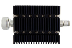 20 dB Fixed Attenuator, 7/16 DIN Male To N Female Directional Black Anodized Aluminum Heatsink Body Rated To 100 Watts Up To 6 GHz