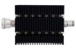 40 dB Fixed Attenuator, 7/16 DIN Female To N Female Directional Black Anodized Aluminum Heatsink Body Rated To 100 Watts Up To 6 GHz