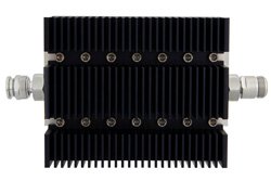 40 dB Fixed Attenuator, TNC Male To N Female Directional Black Anodized Aluminum Heatsink Body Rated To 100 Watts Up To 6 GHz