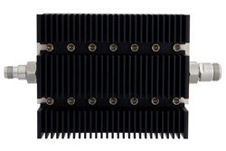 3 dB Fixed Attenuator, TNC Female To N Female Directional Black Anodized Aluminum Heatsink Body Rated To 100 Watts Up To 6 GHz