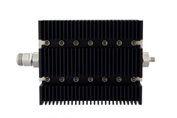 40 dB Fixed Attenuator, N Female To SMA Female Directional Black Anodized Aluminum Heatsink Body Rated To 100 Watts Up To 6 GHz