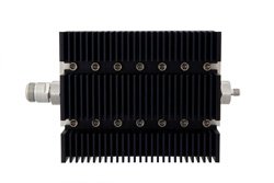 6 dB Fixed Attenuator, N Female To SMA Female Directional Black Anodized Aluminum Heatsink Body Rated To 100 Watts Up To 6 GHz