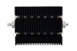 30 dB Fixed Attenuator, SMA Male to SMA Female Directional Black Anodized Aluminum Heatsink Body Rated to 100 Watts Up to 6 GHz