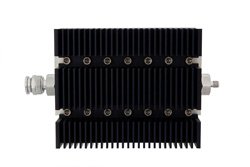 6 dB Fixed Attenuator, TNC Male To SMA Female Directional Black Anodized Aluminum Heatsink Body Rated To 100 Watts Up To 6 GHz
