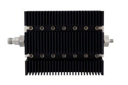 6 dB Fixed Attenuator, TNC Female To SMA Female Directional Black Anodized Aluminum Heatsink Body Rated To 100 Watts Up To 6 GHz