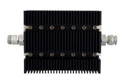 10 dB Fixed Attenuator, N Female To TNC Male Directional Black Anodized Aluminum Heatsink Body Rated To 100 Watts Up To 6 GHz