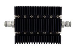 40 dB Fixed Attenuator, N Female To TNC Male Directional Black Anodized Aluminum Heatsink Body Rated To 100 Watts Up To 6 GHz