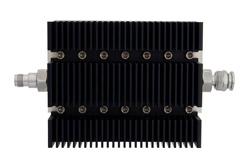 60 dB Fixed Attenuator, TNC Female To TNC Male Directional Black Anodized Aluminum Heatsink Body Rated To 100 Watts Up To 6 GHz
