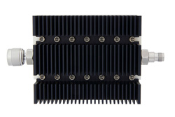 10 dB Fixed Attenuator, N Male To TNC Female Directional Black Anodized Aluminum Heatsink Body Rated To 100 Watts Up To 6 GHz