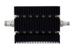 6 dB Fixed Attenuator, N Female To TNC Female Directional Black Anodized Aluminum Heatsink Body Rated To 100 Watts Up To 6 GHz