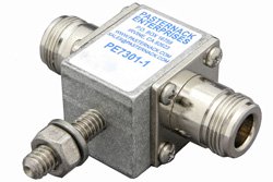 Type N F/F In/Out Coax RF Surge Protector, DC - 3GHz and 1GHz - 2GHz, DC Pass, 200W, 30 V Max., 3.5mJ, 5kA, Gas Discharge Tube
