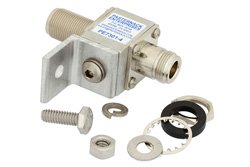 Type N F/F In/Out Bulkhead Coax RF Surge Protector, DC - 2.5GHz and 1GHz - 2GHz, DC Pass, 2kW, 30 V Max., 5kA, Gas Discharge Tube