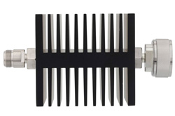50 dB Fixed Attenuator, N Female to 7/16 DIN Male Directional Black Anodized Aluminum Heatsink Body Rated to 50 Watts Up to 6 GHz