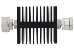 20 dB Fixed Attenuator, 7/16 DIN Male To 7/16 DIN Female Directional Black Anodized Aluminum Heatsink Body Rated To 50 Watts Up To 7.5 GHz