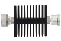50 dB Fixed Attenuator, 7/16 DIN Male to 7/16 DIN Female Directional Black Anodized Aluminum Heatsink Body Rated to 50 Watts Up to 6 GHz