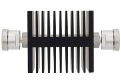 3 dB Fixed Attenuator, 7/16 DIN Female To 7/16 DIN Female Directional Black Anodized Aluminum Heatsink Body Rated To 50 Watts Up To 7.5 GHz