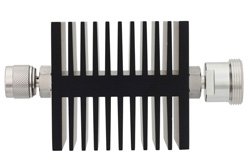 3 dB Fixed Attenuator, N Male To 7/16 DIN Female Directional Black Anodized Aluminum Heatsink Body Rated To 50 Watts Up To 7.5 GHz