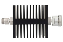 10 dB Fixed Attenuator, N Female To 7/16 DIN Female Directional Black Anodized Aluminum Heatsink Body Rated To 50 Watts Up To 7.5 GHz