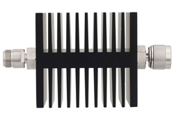 20 dB Fixed Attenuator, N Female To N Male Directional Black Anodized Aluminum Heatsink Body Rated To 50 Watts Up To 18 GHz