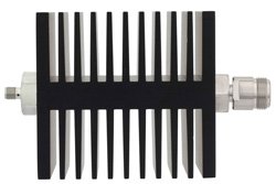 3 dB Fixed Attenuator, SMA Female To N Female Directional Black Anodized Aluminum Heatsink Body Rated To 50 Watts Up To 18 GHz