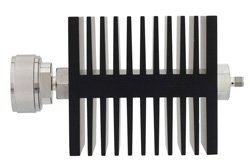 40 dB Fixed Attenuator, 7/16 DIN Male To SMA Female Directional Black Anodized Aluminum Heatsink Body Rated To 50 Watts Up To 7.5 GHz