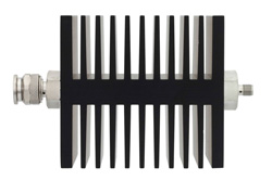 3 dB Fixed Attenuator, TNC Male To SMA Female Directional Black Anodized Aluminum Heatsink Body Rated To 50 Watts Up To 18 GHz