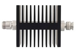 10 dB Fixed Attenuator, N Female To TNC Male Directional Black Anodized Aluminum Heatsink Body Rated To 50 Watts Up To 18 GHz