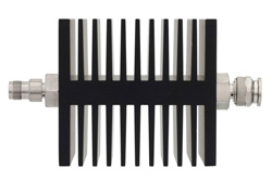 6 dB Fixed Attenuator, TNC Female To TNC Male Directional Black Anodized Aluminum Heatsink Body Rated To 50 Watts Up To 18 GHz