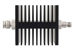 6 dB Fixed Attenuator, TNC Male To TNC Female Directional Black Anodized Aluminum Heatsink Body Rated To 50 Watts Up To 18 GHz
