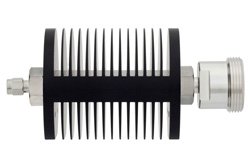 6 dB Fixed Attenuator, SMA Male to 7/16 DIN Female Black Anodized Aluminum Heatsink Body Rated to 25 Watts Up to 7.5 GHz