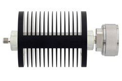 50 dB Fixed Attenuator, SMA Female to 7/16 DIN Male Black Anodized Aluminum Heatsink Body Rated to 25 Watts Up to 6 GHz