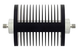 50 dB Fixed Attenuator, SMA Female to SMA Female Black Anodized Aluminum Heatsink Body Rated to 25 Watts Up to 6 GHz