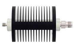 50 dB Fixed Attenuator, SMA Female to TNC Female Black Anodized Aluminum Heatsink Body Rated to 25 Watts Up to 8 GHz