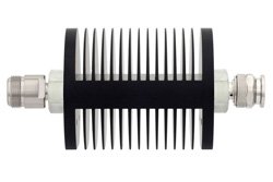40 dB Fixed Attenuator, N Female to TNC Male Black Anodized Aluminum Heatsink Body Rated to 25 Watts Up to 18 GHz
