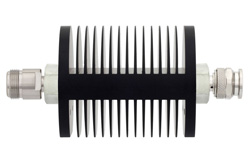 6 dB Fixed Attenuator, N Female to TNC Male Black Anodized Aluminum Heatsink Body Rated to 25 Watts Up to 18 GHz