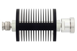 20 dB Fixed Attenuator, TNC Male to 7/16 DIN Female Black Anodized Aluminum Heatsink Body Rated to 25 Watts Up to 7.5 GHz