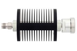 20 dB Fixed Attenuator, TNC Female to 7/16 DIN Female Black Anodized Aluminum Heatsink Body Rated to 25 Watts Up to 7.5 GHz
