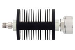 6 dB Fixed Attenuator, TNC Female to 7/16 DIN Male Black Anodized Aluminum Heatsink Body Rated to 25 Watts Up to 7.5 GHz