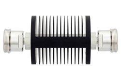 20 dB Fixed Attenuator, 7/16 DIN Female to 7/16 DIN Female Black Anodized Aluminum Heatsink Body Rated to 25 Watts Up to 7.5 GHz