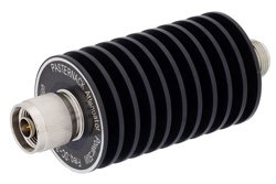 40 dB Fixed Attenuator, N Male to N Female Unidirectional Black Anodized Aluminum Heatsink Body Rated to 50 Watts Up to 3 GHz