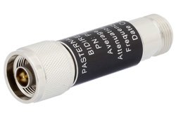 3 dB Fixed Attenuator, N Male to N Female Aluminum Body Rated to 5 Watts Up to 3 GHz