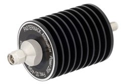 30 dB Fixed Attenuator, SMA Male to SMA Female Black Anodized Aluminum Heatsink Body Rated to 25 Watts Up to 4 GHz