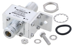 Type N F/F In/Out Bulkhead Coax RF Surge Protector, 1.5MHz - 700MHz, DC Block, 3kW, 20uJ, 20kA, Blocking Cap and Gas Tube