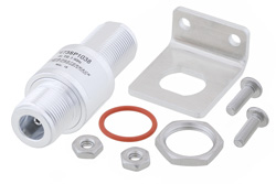Type N F/F In/Out Bulkhead Coax RF Surge Protector, DC - 7GHz, DC Pass, 90W, IP67, 20kA, Gas Discharge Tube, BiDirect