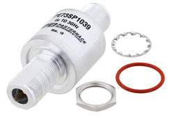 Type N F/F In/Out Bulkhead Coax RF Surge Protector, DC - 3GHz, DC Pass, 40W, IP67, 40kA, Gas Discharge Tube