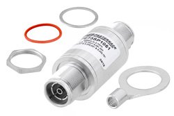4.3-10 F/F In/Out Bulkhead Coax RF Surge Protector, 698MHz - 2.7GHz, DC Block, 500W, IP67, 40kA, Filter, Low PIM -173 dBc