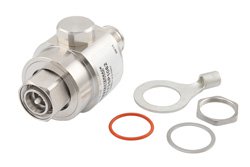 4.3-10 F/M Bulkhead Coaxial RF Surge Protector, 698MHz - 2.7GHz, 500W, IP67, 80 V Max., 1mJ, 20kA, Filter, Low PIM -173 dBc