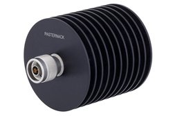 6 dB Fixed Attenuator, N Male to N Female Black Anodized Aluminum Heatsink Body Rated to 100 Watts Up to 4 GHz